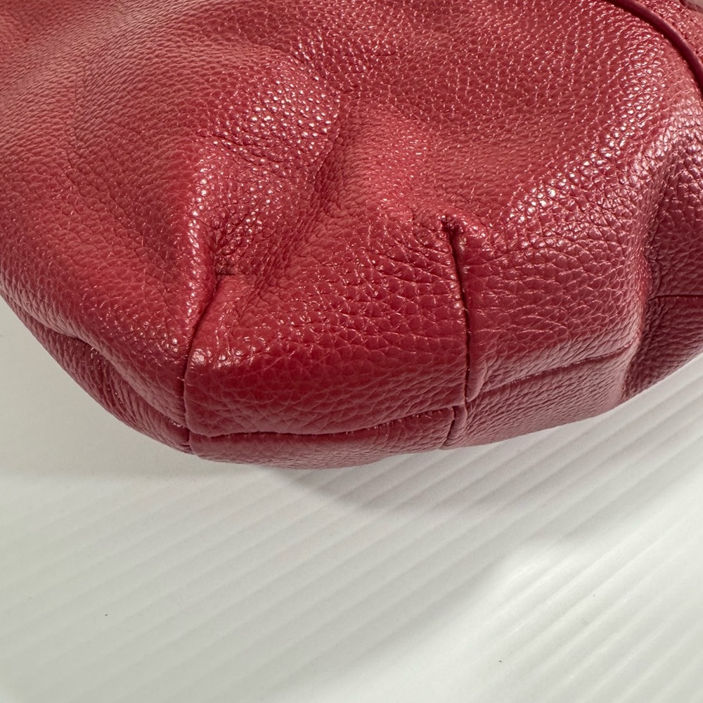 Bostanten Red  Leather 7 Pocket Shoulder Bag   12 x 12" x 4" like new - Picture 8 of 12